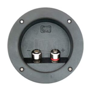 MX 2 WAY ARMY TYPE BINDING POST SPEAKER TERMINAL ROUND METAL CONNECTOR ( H.D. ) 15 AMPS. ( ? 105 X 72 mm )